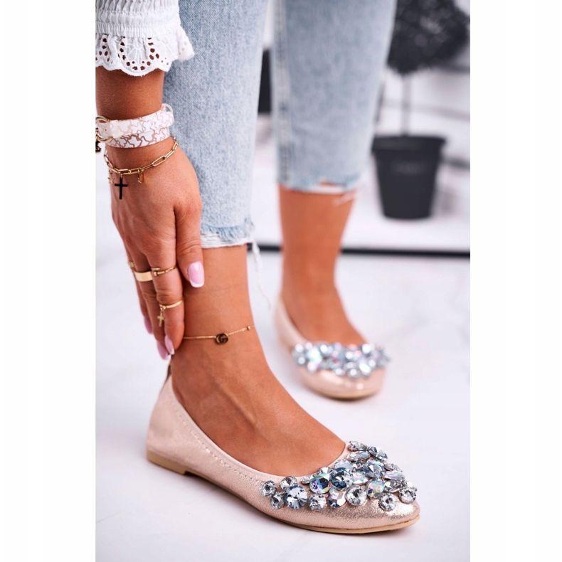 PS1 Balerini pentru femei cu pietre de cristal aurii de aur 1