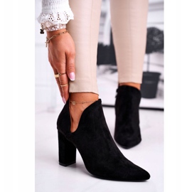 MSMG Cizme de damă pe toc tăiate Black Voom negru 1