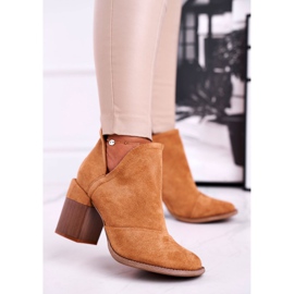 MSMG Cizme de damă pe toc Camel Cut Meliori maro 1