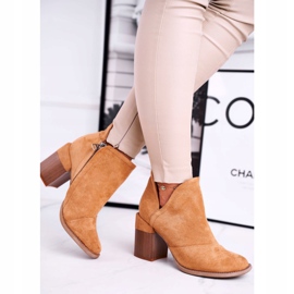 MSMG Cizme de damă pe toc Camel Cut Meliori maro 2