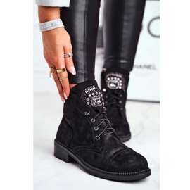 Cizme calde de damă Cristale din piele de căprioară Negru Hondus 1