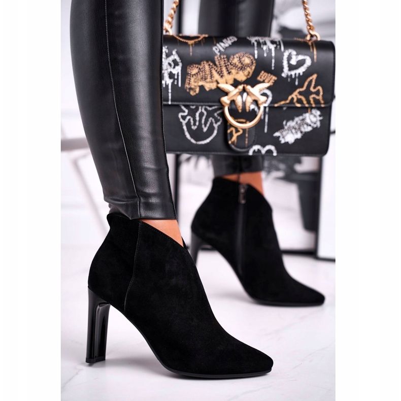 Cizme de damă pe toc înalt Laura Messi Black 2200 negru 1