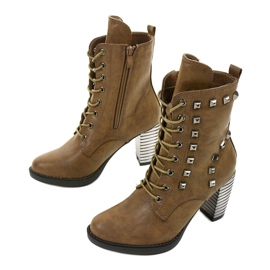 Cizme kaki pe stâlp din piele ecologică F117 verde 2