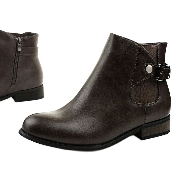 Ghete plate gri, cu bandă elastică și fermoar 20Y8035-1 1