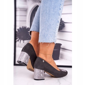 Pompă de damă Maciejka Suede Graphite 3356A-43 / 00-1 multicolor 3