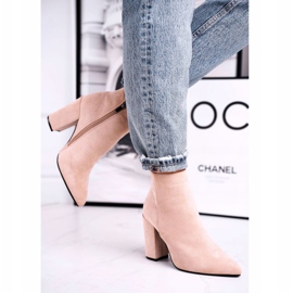 FW1 Cizme de damă pe toc înalt Piele de căprioară Bej Rechini 2