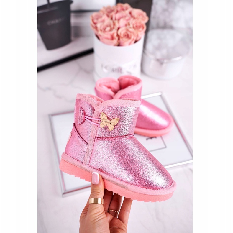 Apawwa Cizme de zăpadă calde pentru copii cu un Cosmic roz fluture 1