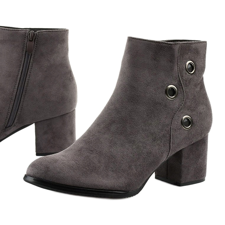 Cizme gri pe stâlpul de piele ecologică A8163-3 / A 1 Cizme gri pe stâlpul de piele ecologică A8163-3 / A 1