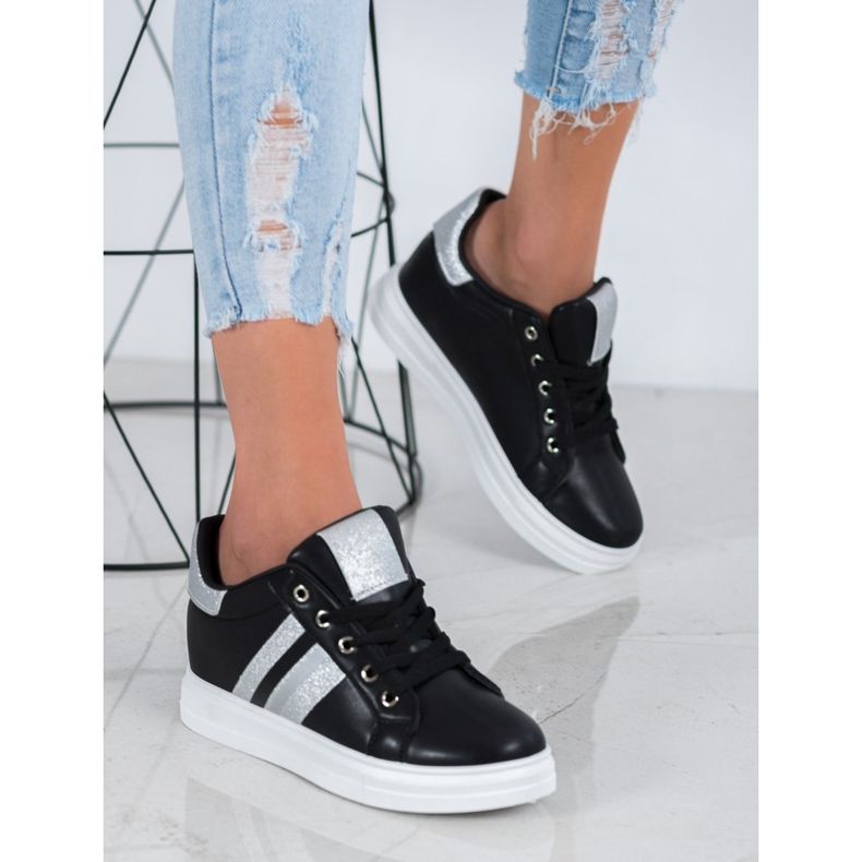 SHELOVET Pantofi sport pe o pană negru 2 SHELOVET Pantofi sport pe o pană negru 2