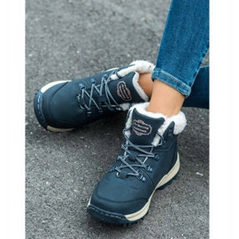 Ax Boxing Pantofi de trekking cu piele de oaie albastru marin 2