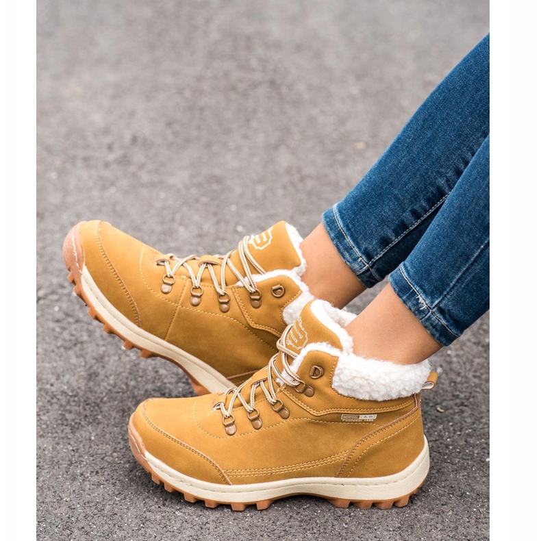 Ax Boxing Pantofi de trekking cu piele de oaie galben 1