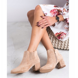 Bella Paris Ghete scurte din piele de căprioară bej 1