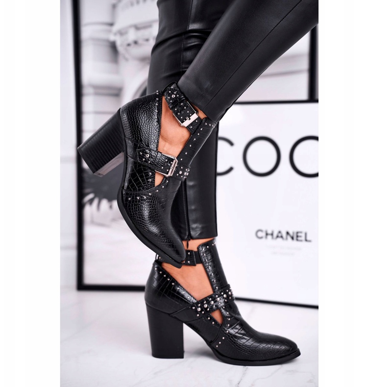 FRSS Cizme pentru femei cu decupaje Croco Aria neagră negru 2 FRSS Cizme pentru femei cu decupaje Croco Aria neagră negru 2