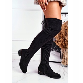 FRBS Cizme dama peste genunchi eco-piele de damă Black Dove negru 2