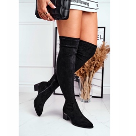 FRBS Cizme înalte pentru genunchi pentru femei Eco-Suede Negru Indigo 2