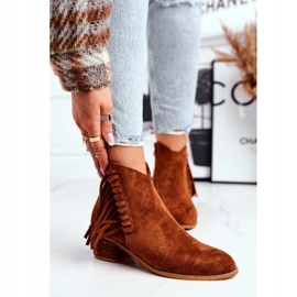 Cizme pentru femei pe toc înalt cu franjuri Cowboy Camel Mirage maro 1