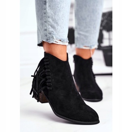 Cizme de damă pe toc cu franjuri Cizme cowboy Mirage negre negru 2