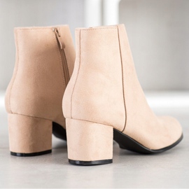 Lovery Cizme bej din piele de căprioară 1