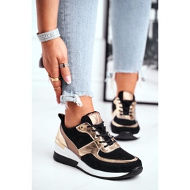 Vinceza Încălțăminte sport de damă piele neagră și aurie 21-7777 negru 1