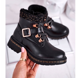 Cizme de copii pentru copii Black Rhythm cu piele de oaie negru 2