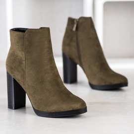 Super Me Cizme la modă cu toc înalt verde 1