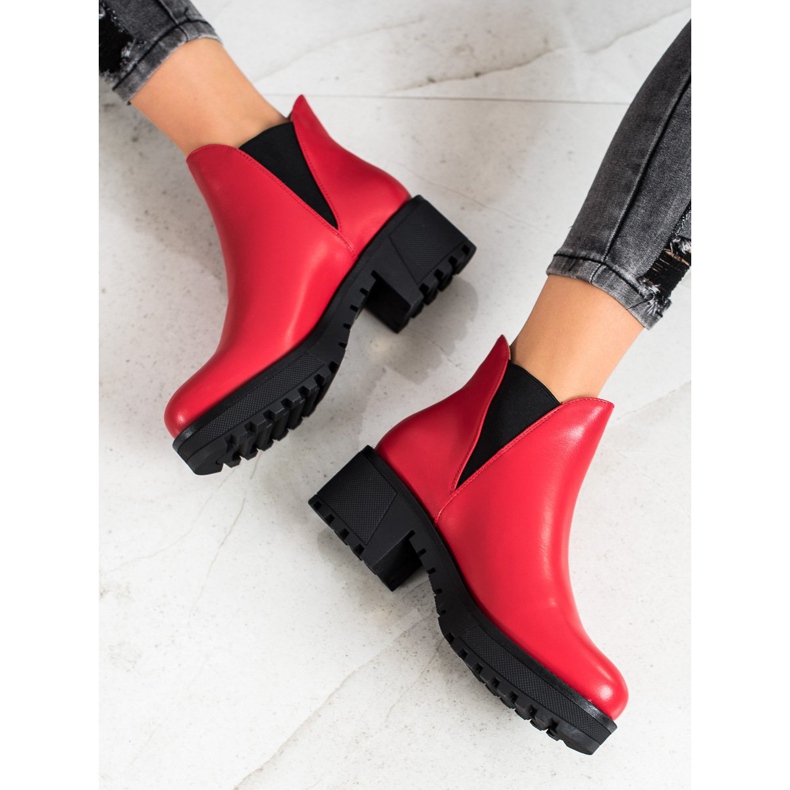 Super Mode Ghete slip-on din piele ecologică roșu 1