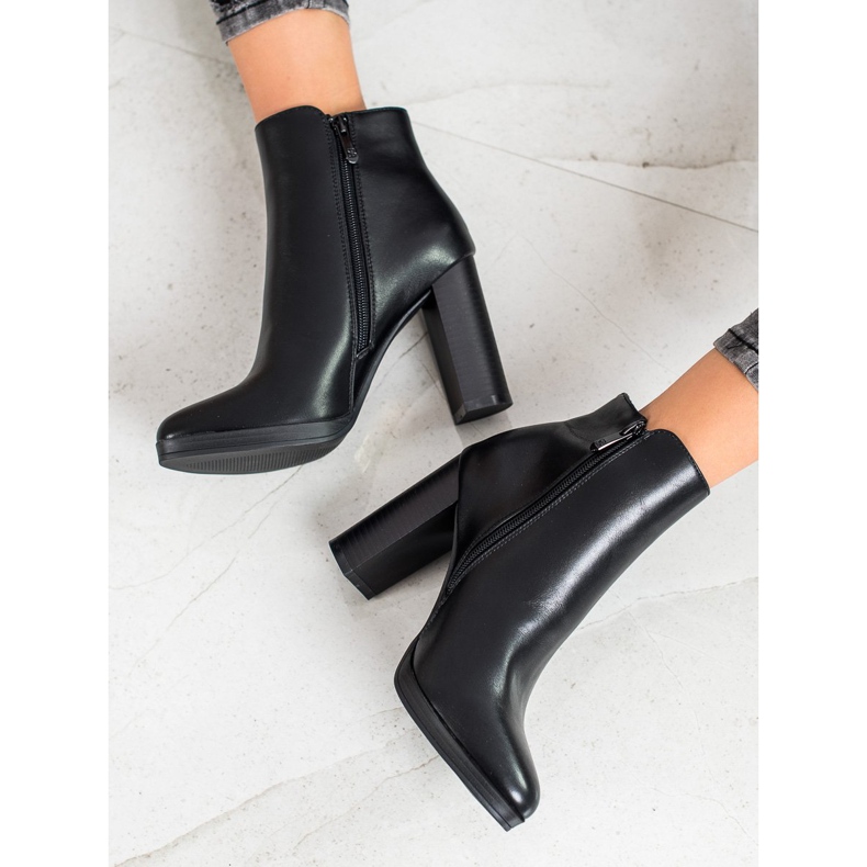 Ideal Shoes Ghete clasice cu toc înalt negru 2 Ideal Shoes Ghete clasice cu toc înalt negru 2