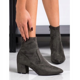 SHELOVET Cizme de toc din piele de căprioară kaki 1