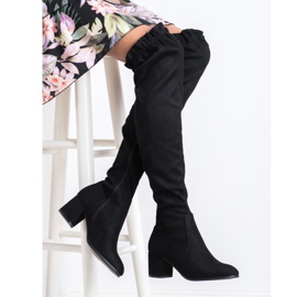 SHELOVET Cizme înalte din piele de căprioară negru 2