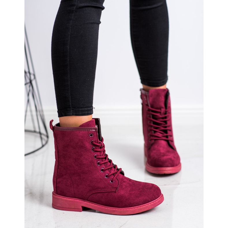 Emaks Trappers din piele de căprioară roșu roz 1