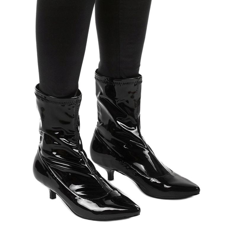 Tocuri lăcuite negre cu șosete Ragemour negru 1 Tocuri lăcuite negre cu șosete Ragemour negru 1