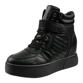 Cizme calde negre pe pană AB0013 negru 1