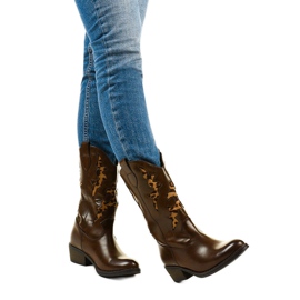 Cizme de cowboy calde Eshirixis maro bej 1