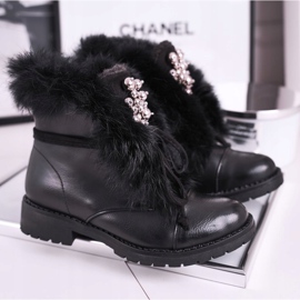 MSMG Cizme negre calde pentru copii Fur Ella negru 1