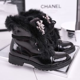 MSMG Cizme pentru copii Lăcuit cald Negru Ella 1