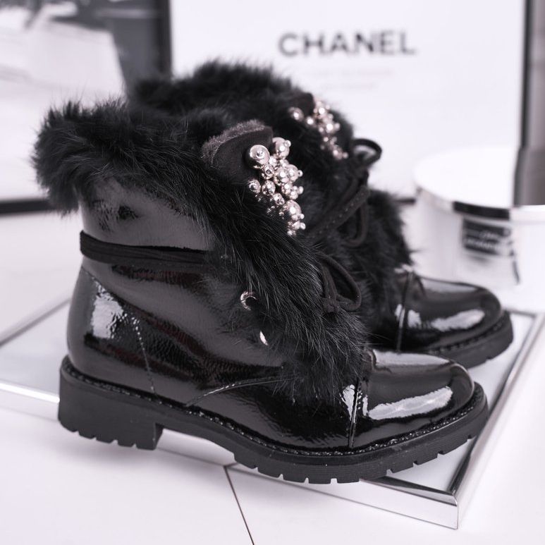 MSMG Cizme pentru copii Lăcuit cald Negru Ella 1