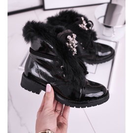 MSMG Cizme pentru copii Lăcuit cald Negru Ella 2