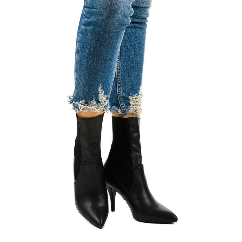 Tocuri înalte negre cu șosete Daywillow negru 1