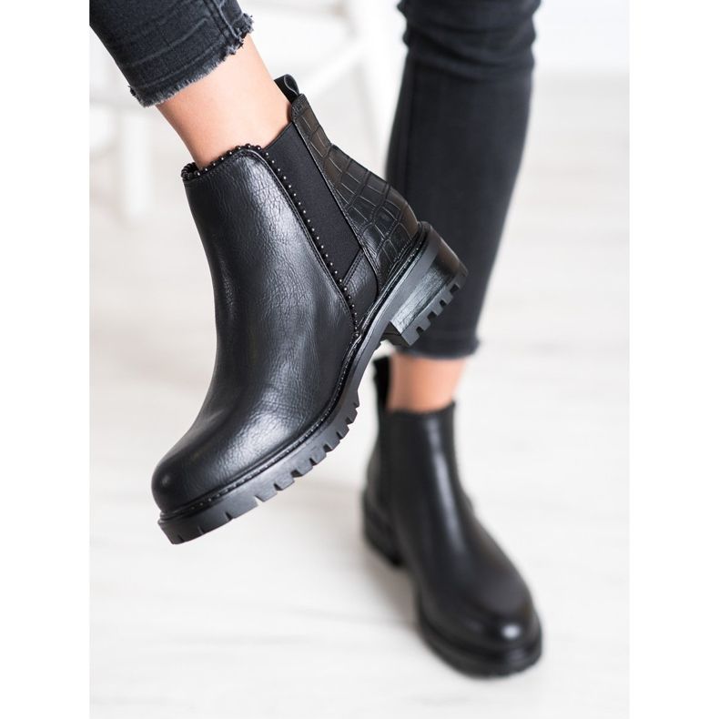 Super Me Cizme negre Jodhpur Snake Print negru 2 Super Me Cizme negre Jodhpur Snake Print negru 2