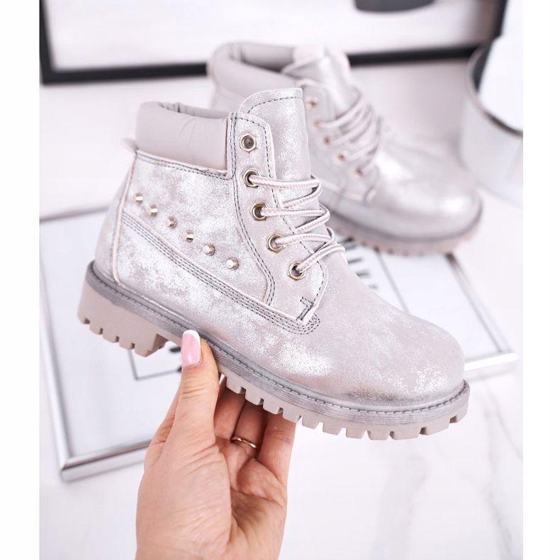 MSMG Cizme calde pentru copii cu știfturi Gonzo argintiu 2