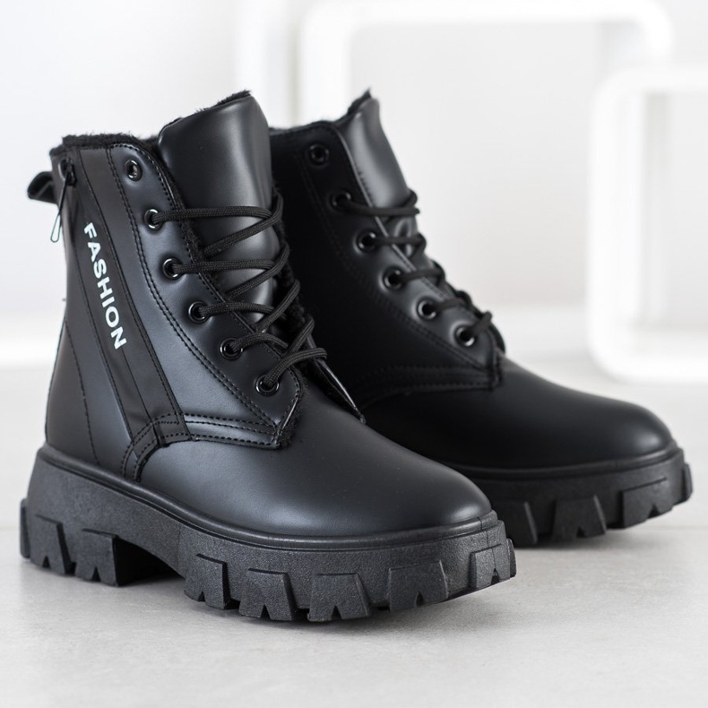 SHELOVET Trappers negri la modă negru 1