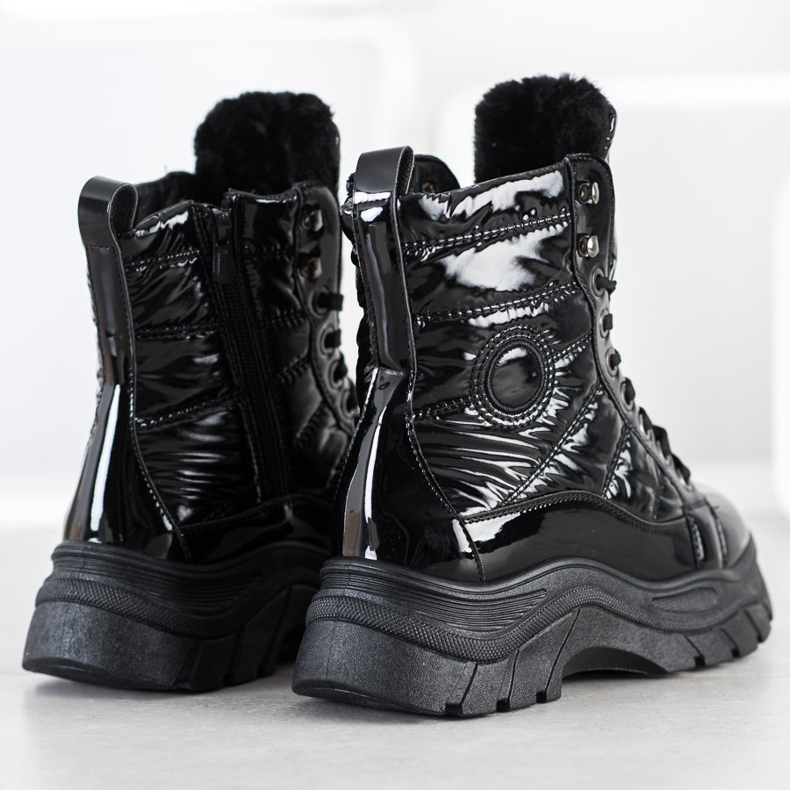 SHELOVET Trapperii matlasați la modă negru 1