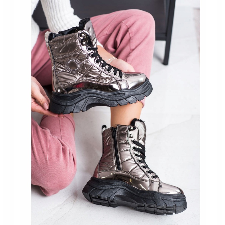 SHELOVET Trapperii matlasați la modă gri 1