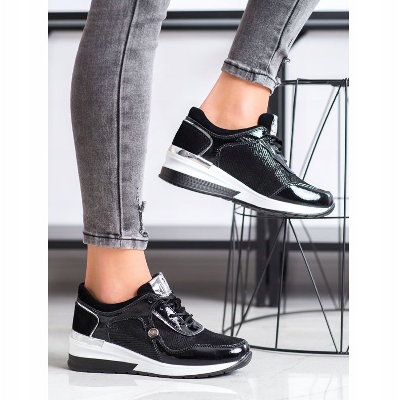 Adidași din piele VINCEZA negru 1