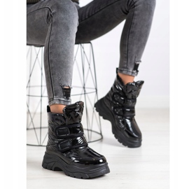 SHELOVET Cizme de zăpadă strălucitoare cu velcro negru 2