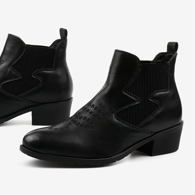 Cizme de cowboy joase negre de la Fancyroot negru 1