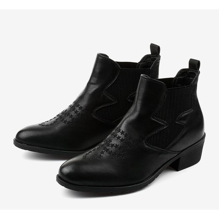 Cizme de cowboy joase negre de la Fancyroot negru 2