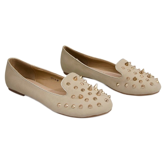 Balerini cu știfturi Y271 Beige Spikes bej 1