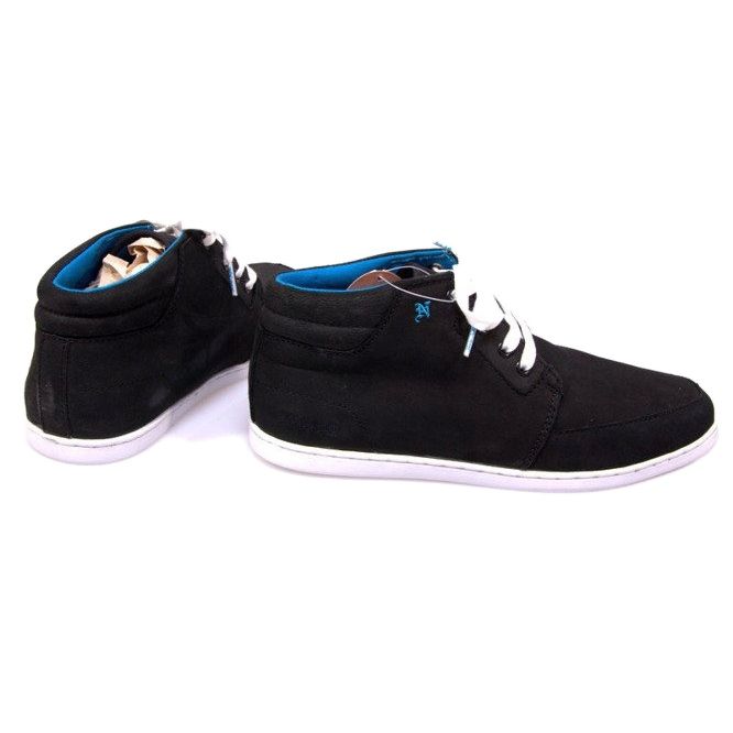 Adidași negri din piele înaltă alb negru 1