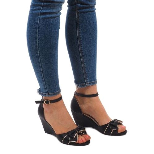Sandale Wedge F1-43 Negru 1